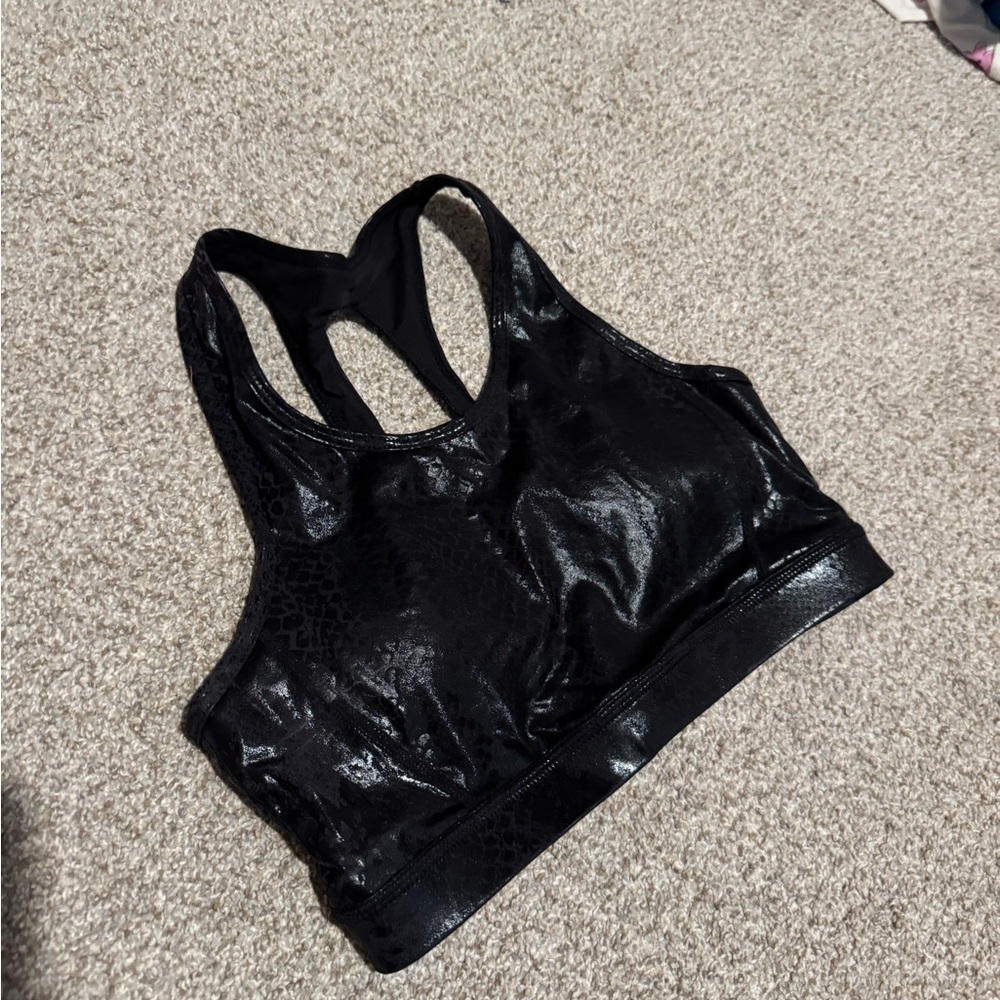 Glossy Black Sports Bra